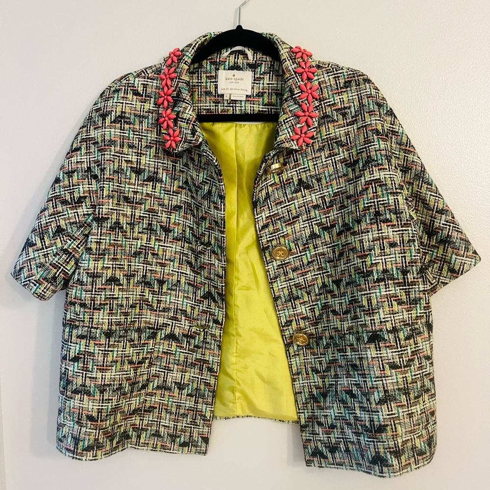 Kate Spade Tweed Jacket with Pink Accents. Excellent condition. Size 8